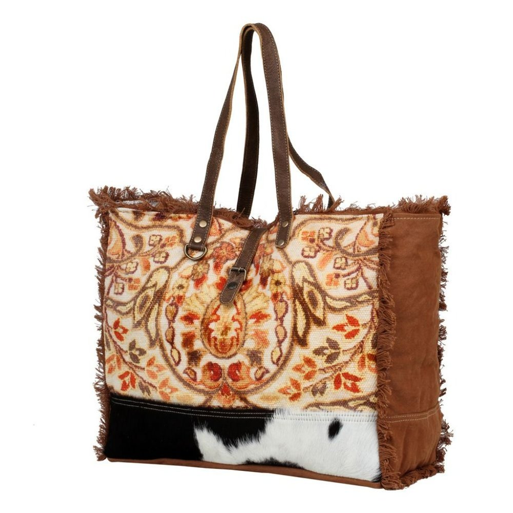 Myra Bag Comfort Zone XLarge Hair on Leather Weekender Bag NWT - Picture 2 of 5